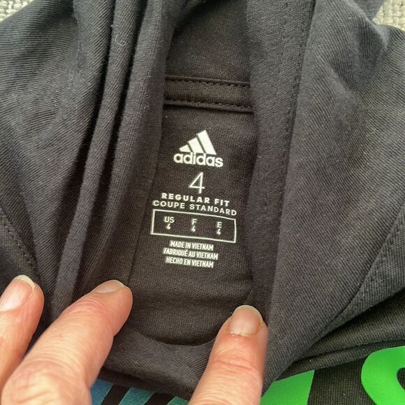 Adidas Shirt Boys‎ Size 4 Black Hoodie Pullover - Picture 5 of 6